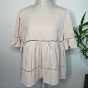 Ruffle Hem Blouse baby pink